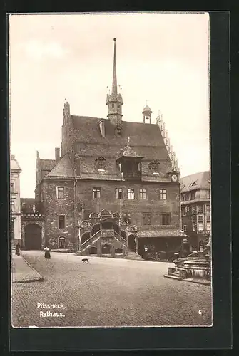 AK Pössneck, Ansicht vom Rathaus