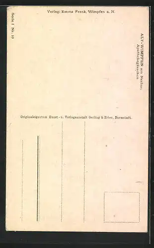 Künstler-AK Wimpfen am Neckar, Strassenblick in das Apothekengässchen