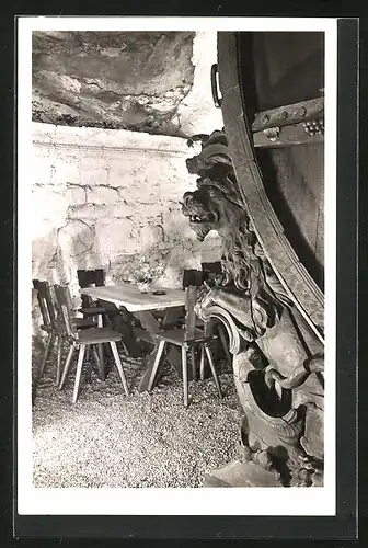 AK Insel Mainau im Bodensee, Gasthaus Torkel-Keller mit Riesenfass