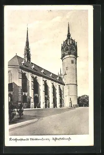 AK Wittenberg, Schlosskirche im Sonnenschein