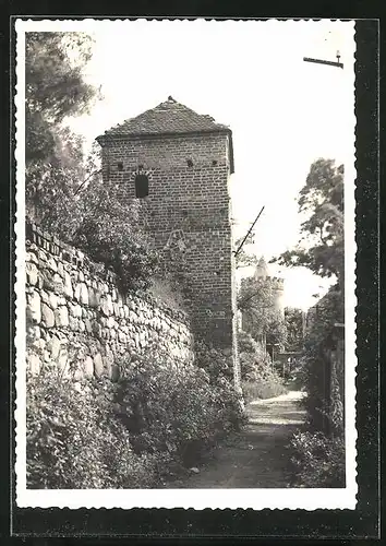 AK Prenzlau /Uckermark, Strassenpartie mit Turm