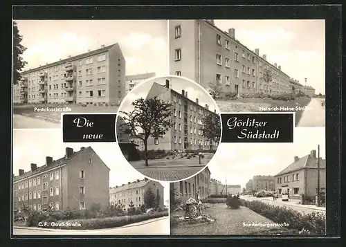 AK Görlitz, Pestalozzistrasse, Heinrich-Heine-Strasse, C. F. Gauss-Strasse