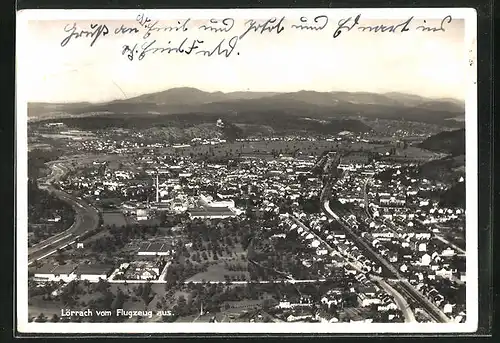 AK Lörrach, Teilansicht, Fliegeraufnahme