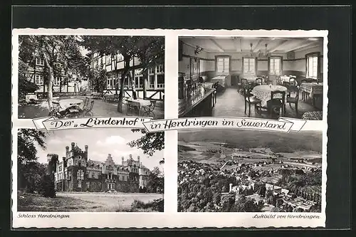 AK Herdringen im Sauerland, Gasthaus Lindenhof, Innenansicht, Schloss Herdringen