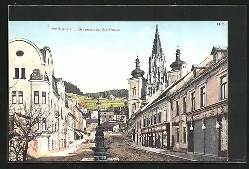 AK Mariazell, Blick in die Grazerstrasse