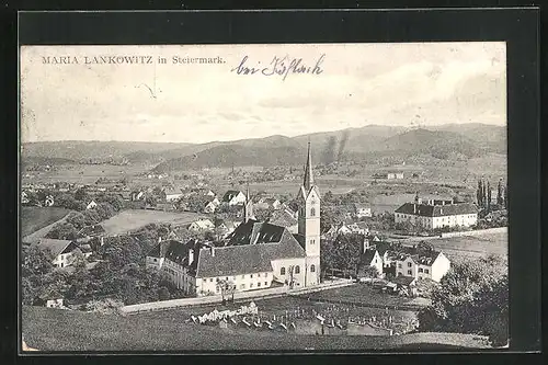 AK Maria Lankowitz, Blick auf das Dorf und ins Land