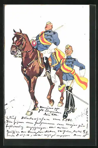 Künstler-AK Fritz Schönpflug: Zwei Soldaten mit einem Pferd