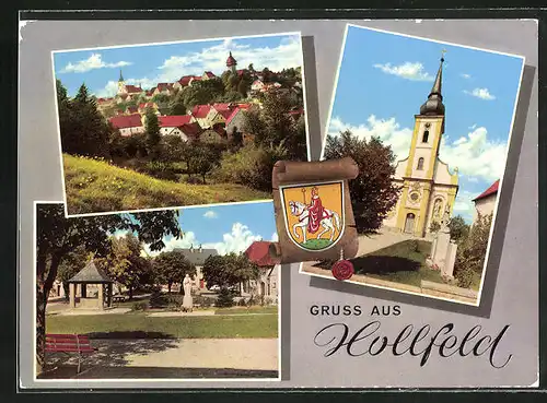 AK Hollfeld, Kirche, Ortsansicht, Wappen