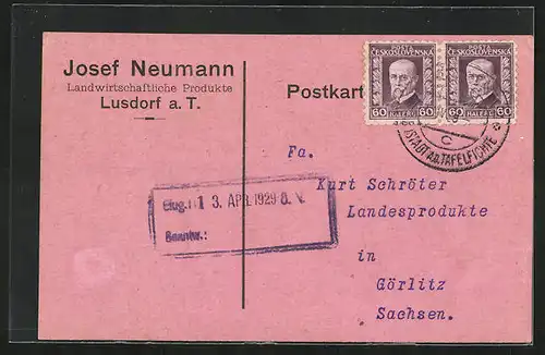 AK Lusdof, Josef Neumann Landwirtschaftliche Produkte an Fa. Kurt Schröter