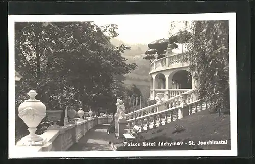 AK St. Joachimstal, Palace Hotel, Aussichtsterrasse