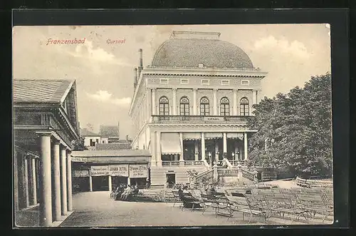 AK Franzensbad, Cursaal mit JuwelierJohann Setril