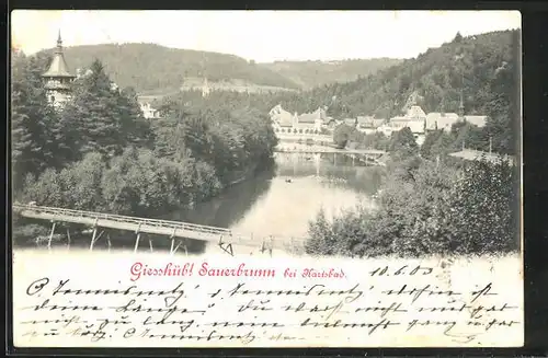 AK Giesshübl Sauerbrunn, Flusspartie aus der Vogelschau