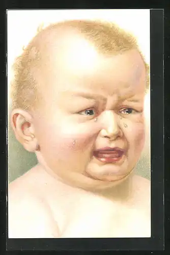 Künstler-AK Gesicht eines weinenden Babys