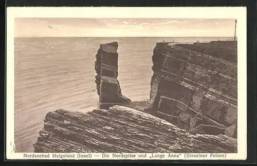 AK Helgoland, Die Nordspitze und Lange Anna, Einzelner Felsen