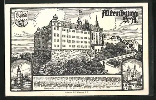 Künstler-AK Altenburg, S.-A, Blick auf Burg