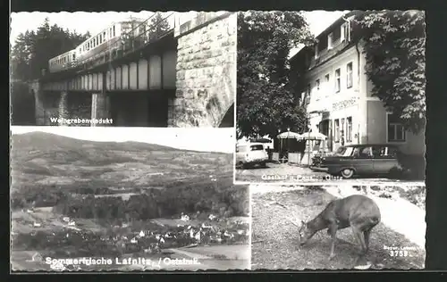 AK Lafnitz, Gasthof und Pension Glatz und Weingrabenviadukt