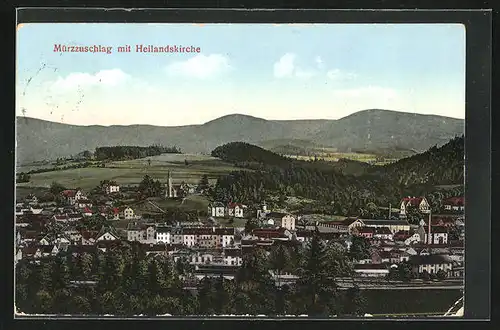 AK Mürzzuschlag, Ortschaft mit Heilandskirche