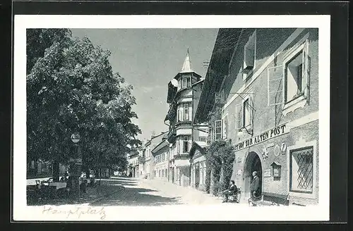 AK Schladming, Hauptplatz mit Gasthof Zur alten Post