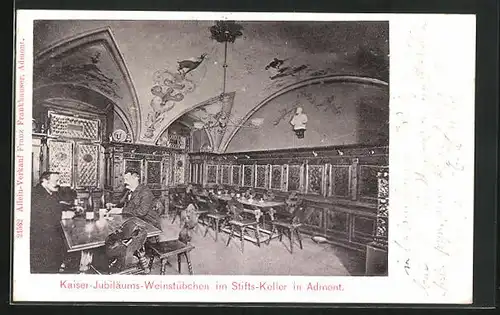 AK Admont, Gasthaus Stifts-Keller, Innenansicht Kaiser-Jubiläums-Weinstübchen