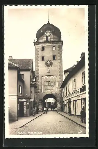 AK Leoben, Stadtturm mit Geschäften