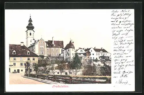 AK Frohnleiten, Strassenpartie mit Kirche