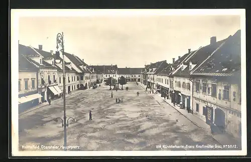 AK Knittelfels /Obersteier, Hauptplatz mit Karl Finze`s Hotel und Denkmal