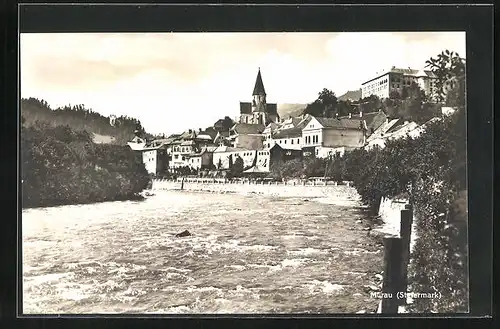 AK Murau, Flusspartie mit Kirche