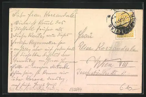 AK Mürzzuschlag, Teilansicht des Ortes mit Berg