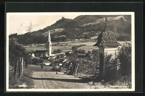 AK Rottenmann /Obersteiermark, Strassenpartie mit Blick Richtung Kirche