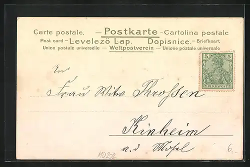 Künstler-AK Dame mit Hufeisen und Kleeblatt, Jugendstil