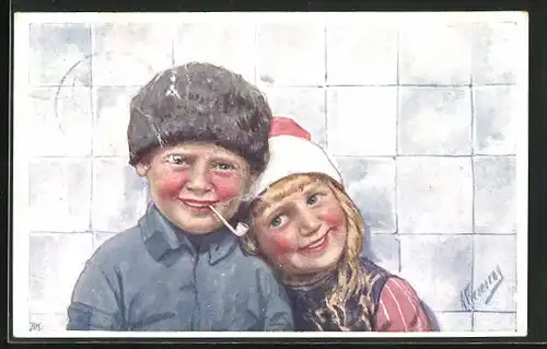 Künstler-AK Karl Feiertag: Kinder mit roten Wangen