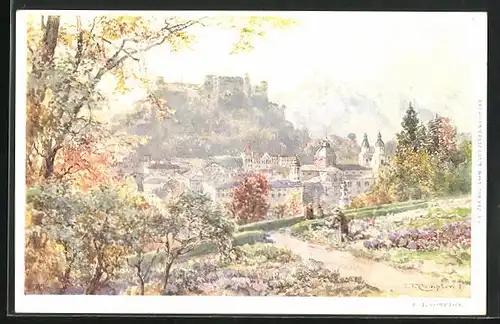 Künstler-AK Edward Theodore Compton: Salzburg, Festung Hohensalzburg vom Kapuzinerkloster