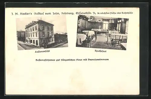 AK Salzburg, J. M. Stadler`s Gasthof zum Jahn, Elisabethstrasse 31