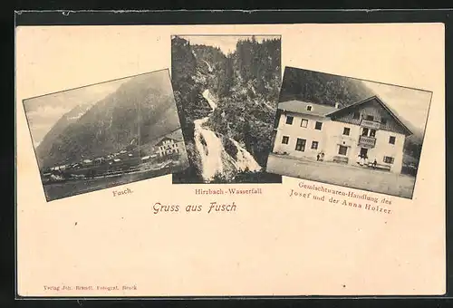 AK Fusch, Handlung v. J. u. A. Holzer, Hirzbach-Wasserfall