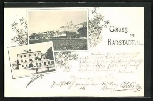 AK Radstadt, Gasthof zur Post, Ortspartie