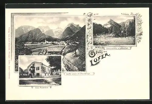 AK Lofer, Gasthaus Villa Forsthaus, Johannahütte im Lofererthal
