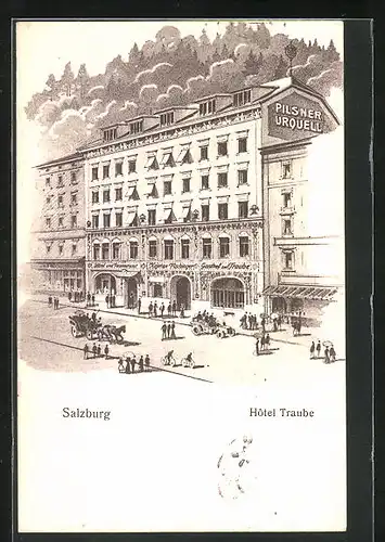 AK Salzburg, Ansicht vom Hotel Traube