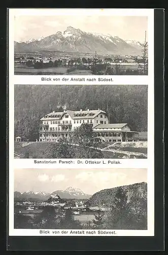 AK Salzburg-Parsch, Sanatorium von Dr. Ottokar L. Pollak, Blick nach Südost