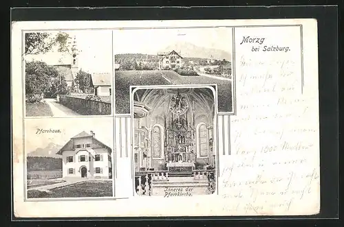 AK Morzg, Pfarrkirche, Innenansicht, Pfarrhaus