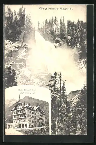 AK Krimml, Hotel Krimmlerhof, Oberer Krimmler Wasserfall