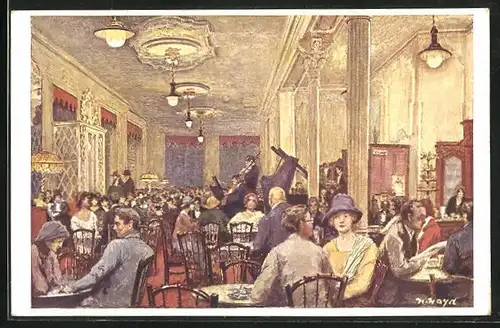 Künstler-AK Salzburg, Café Corso