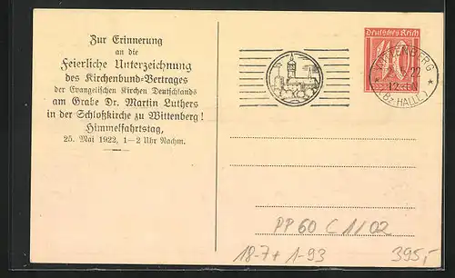 AK Ganzsache PP60C1 /02: Wittenberg, 400 Jahrfeier der Reformation 31.10.1917, Martin Luther beim Thesenanschlag