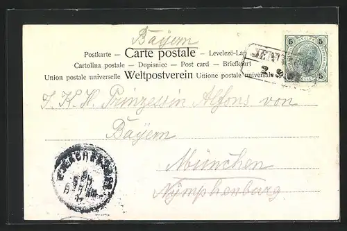 Künstler-AK Jenbach, Autograph von Prinz Alfons von Bayern