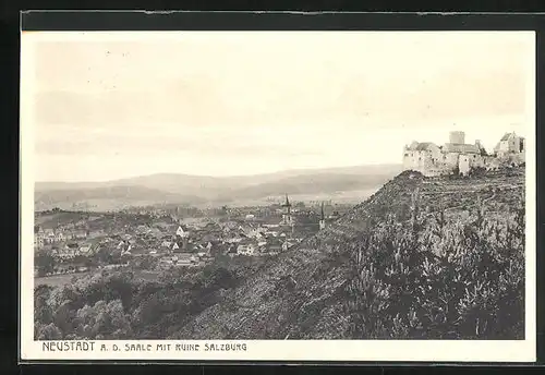 AK Neustadt a. Saale, Ruine Salzburg und Panorama