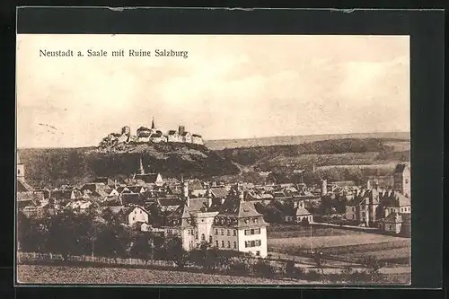 AK Neustadt a. Saale, Gesamtansicht mit Ruine