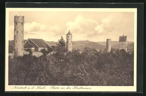 AK Neustadt a. d. Saale, Partie an der Stadtmauer