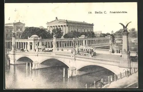 AK Berlin, Strassenbahn auf der Friedrichsbrücke