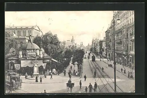 AK Hannover, Georgstrasse mit Café Kröpcke und Strassenbahn
