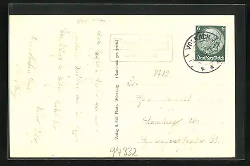 AK Landpoststempel Vogelsburg über Volkach