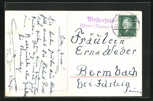 AK Landpoststempel Westerfeld Usingen (Taunus) Land